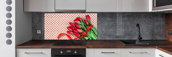 Glazen achterwand keuken Hartvormige tulpen