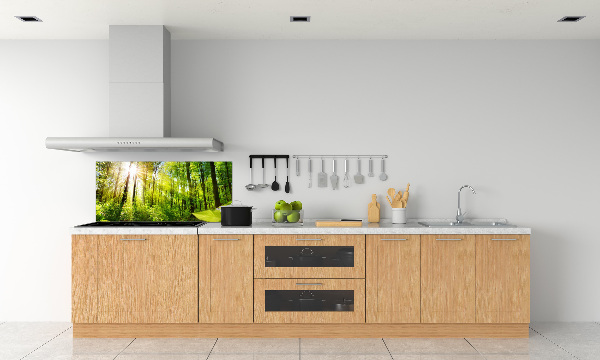 Spatscherm keuken Bos in de zon