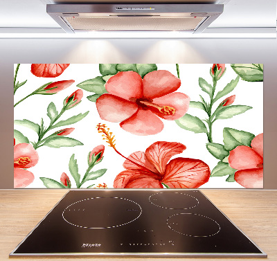 Glazen achterwand keuken Tropische bloemen