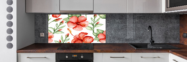 Glazen achterwand keuken Tropische bloemen