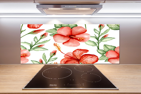 Glazen achterwand keuken Tropische bloemen