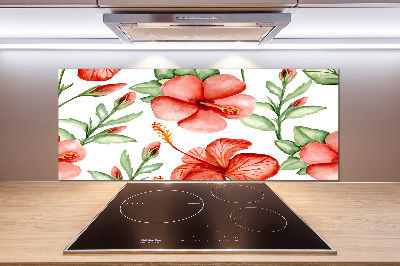 Glazen achterwand keuken Tropische bloemen