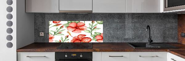 Glazen achterwand keuken Tropische bloemen
