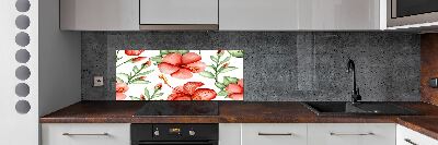 Glazen achterwand keuken Tropische bloemen