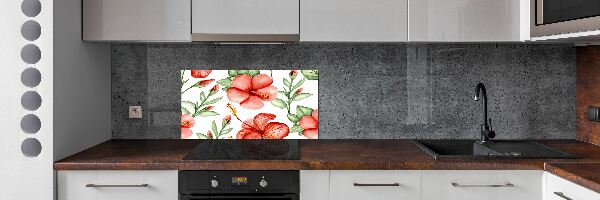 Glazen achterwand keuken Tropische bloemen
