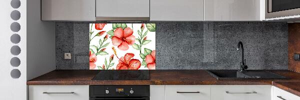 Glazen achterwand keuken Tropische bloemen
