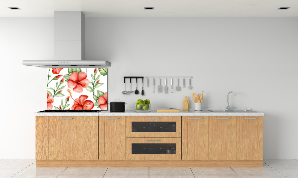 Glazen achterwand keuken Tropische bloemen