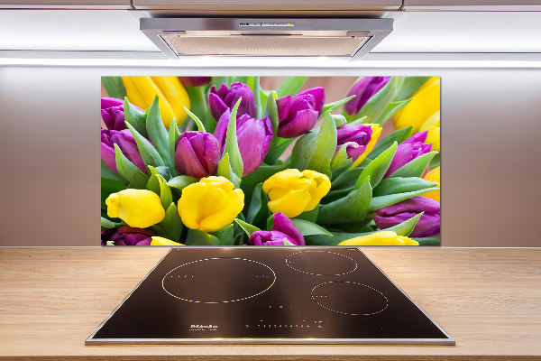 Spatscherm keuken Kleurrijke tulpen