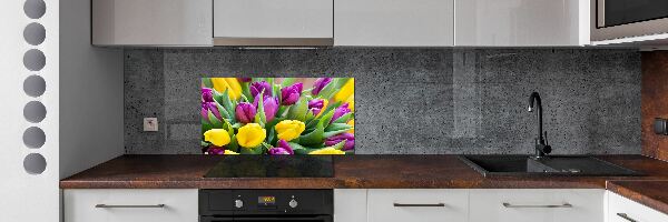 Spatscherm keuken Kleurrijke tulpen
