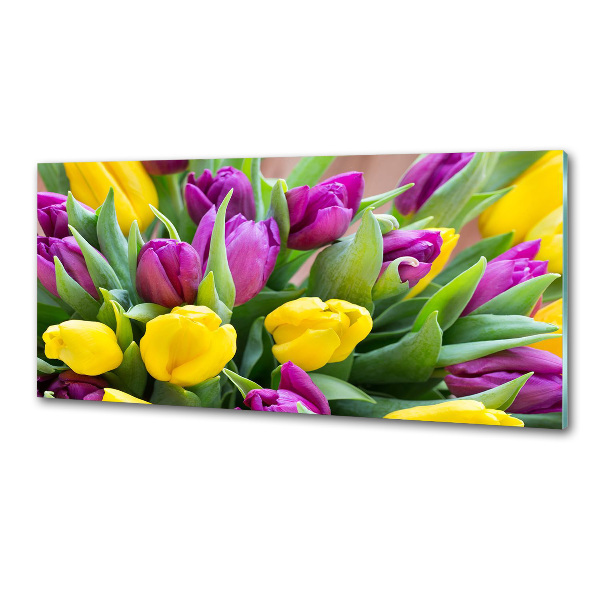 Spatscherm keuken Kleurrijke tulpen