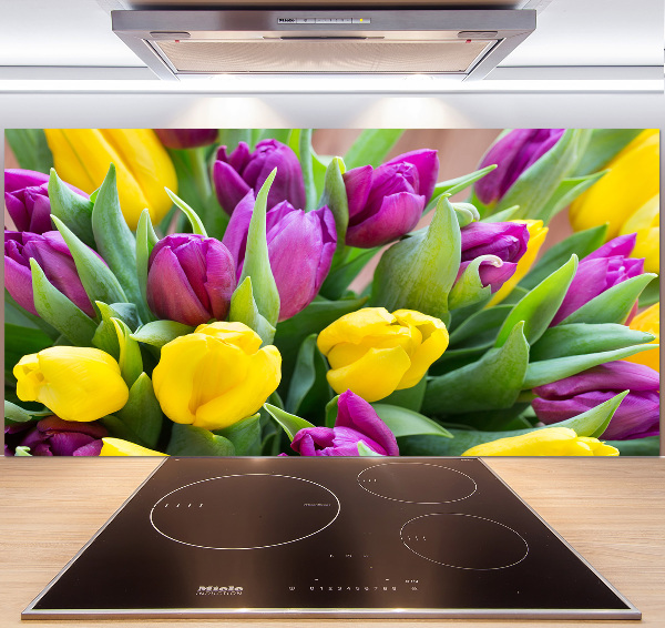 Spatscherm keuken Kleurrijke tulpen