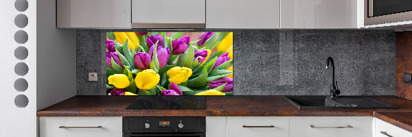 Spatscherm keuken Kleurrijke tulpen
