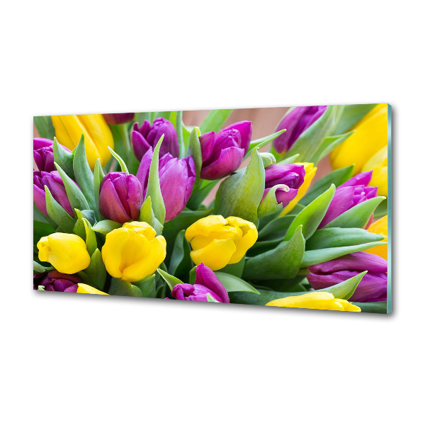 Spatscherm keuken Kleurrijke tulpen