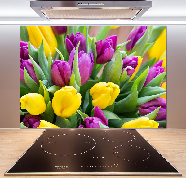 Spatscherm keuken Kleurrijke tulpen