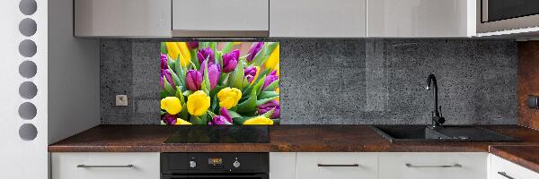 Spatscherm keuken Kleurrijke tulpen