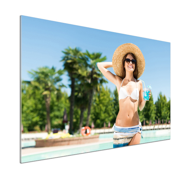 Achterwand keuken Vrouw bij het zwembad