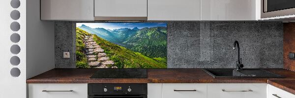 Glazen achterwand keuken Wandelpad in het Tatragebergte