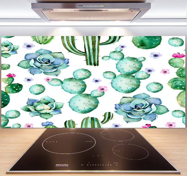 Glazen achterwand keuken Cactussen