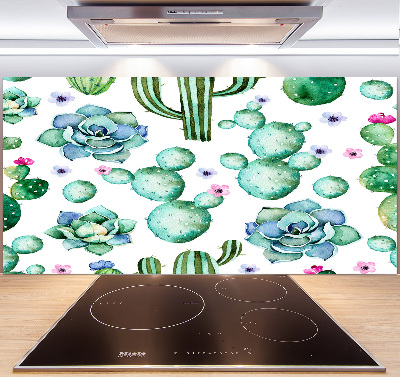 Glazen achterwand keuken Cactussen