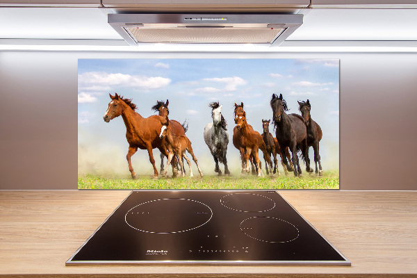 Glazen achterwand keuken Paarden in galop