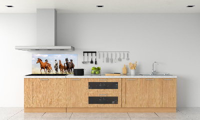 Glazen achterwand keuken Paarden in galop