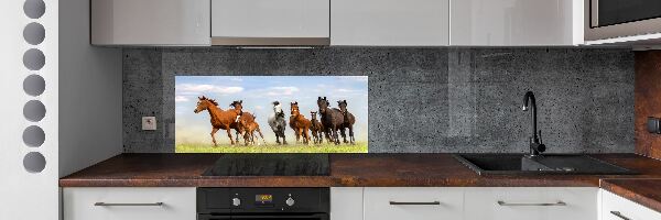 Glazen achterwand keuken Paarden in galop