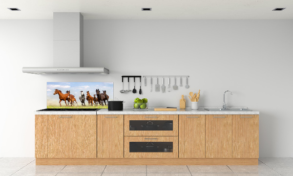 Glazen achterwand keuken Paarden in galop