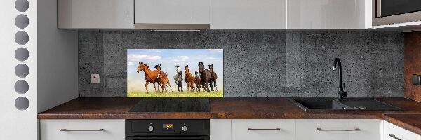 Glazen achterwand keuken Paarden in galop