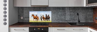 Glazen achterwand keuken Paarden in galop