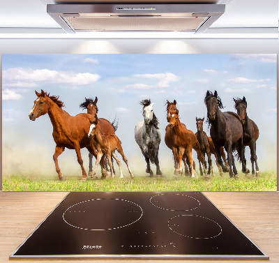 Glazen achterwand keuken Paarden in galop