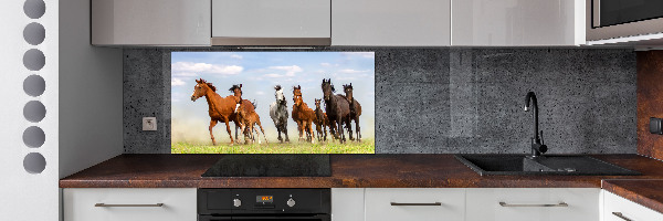 Glazen achterwand keuken Paarden in galop