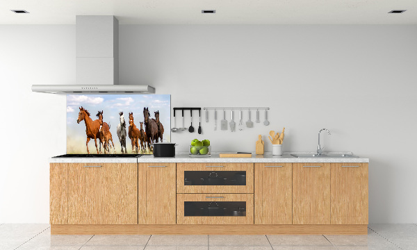 Glazen achterwand keuken Paarden in galop