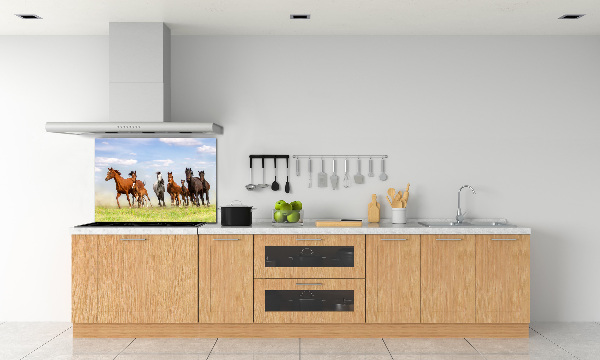 Glazen achterwand keuken Paarden in galop