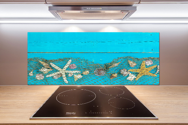 Glazen achterwand keuken Zeesterren en schelpen
