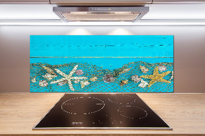 Glazen achterwand keuken Zeesterren en schelpen