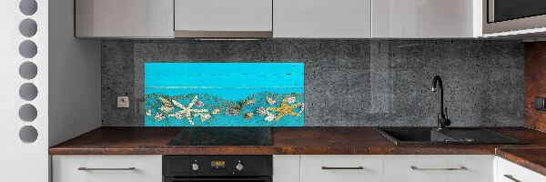 Glazen achterwand keuken Zeesterren en schelpen