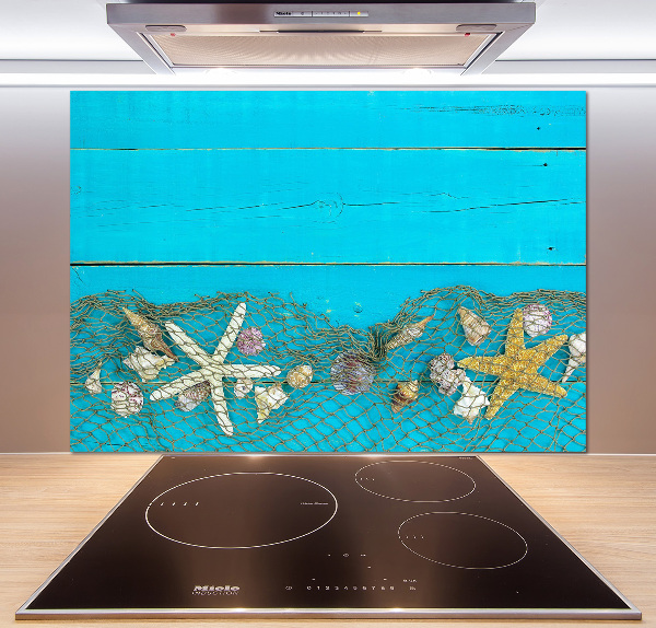 Glazen achterwand keuken Zeesterren en schelpen