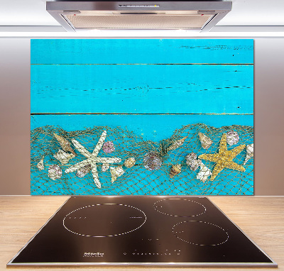 Glazen achterwand keuken Zeesterren en schelpen