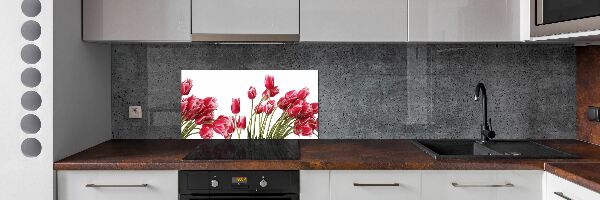 Glazen achterwand keuken Rode tulpen