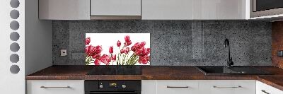 Glazen achterwand keuken Rode tulpen