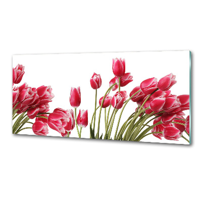 Glazen achterwand keuken Rode tulpen