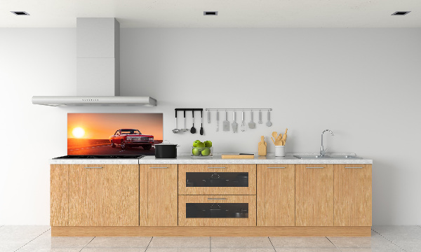 Glazen achterwand keuken Rode auto