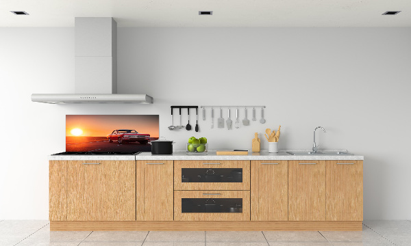 Glazen achterwand keuken Rode auto