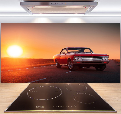 Glazen achterwand keuken Rode auto