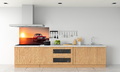 Glazen achterwand keuken Rode auto