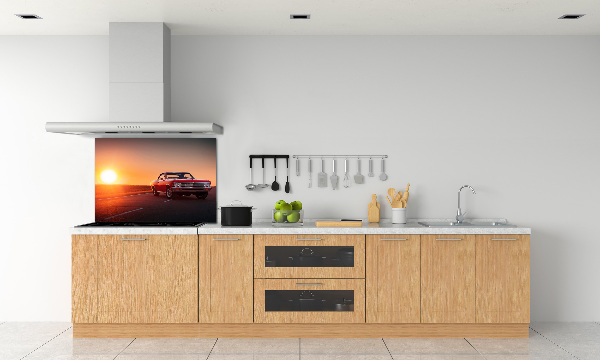 Glazen achterwand keuken Rode auto