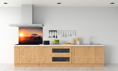 Glazen achterwand keuken Rode auto