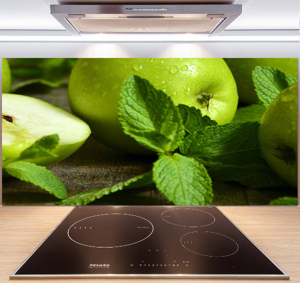 Glazen achterwand keuken Groene appels