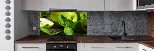 Glazen achterwand keuken Groene appels