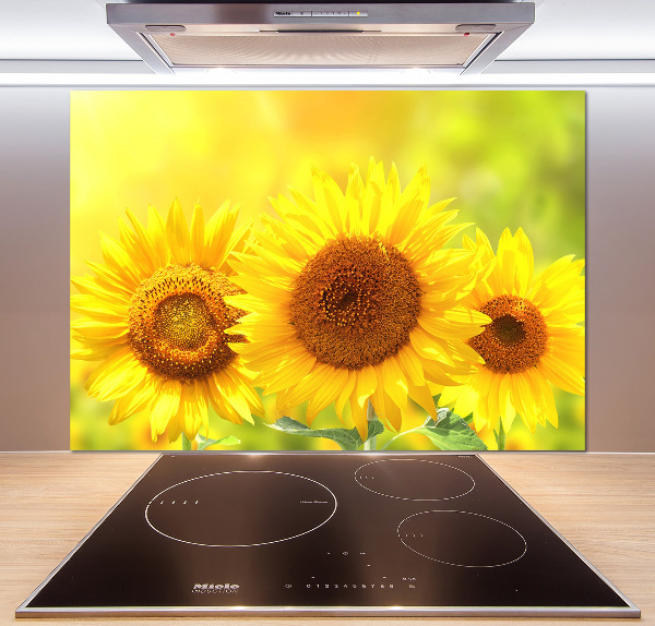 Spatscherm keuken Zonnebloemen